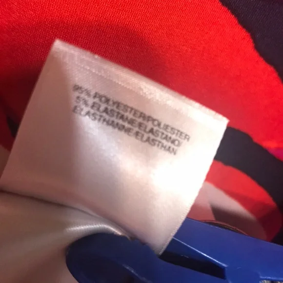 ANNE KLEIN Mulit-colored Top (orange, raspberry, white & navy), Button-Down Back - Picture 7 of 7